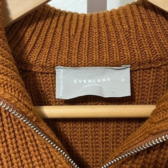 NEW Everlane Women Organic Cotton Full Zip Cardigan Brown Medium - Picture 7 of 12